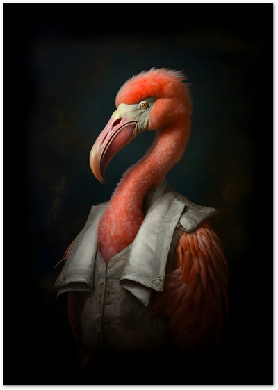 Posterux© | Flamingo Aristocrat Poster – Regal Animal Portrait poster – premium wall art