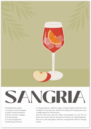 Posterux© | Sangria Recipe Poster – Summer Cocktail Art poster – premium wall art