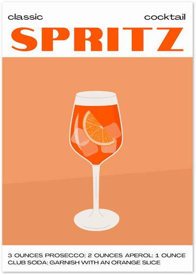 Posterux© | Spritz Recipe Poster – Bold Cocktail Typography poster – premium wall art