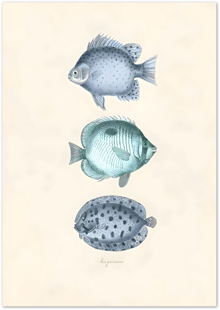 Posterux© | Les Poissons Poster – Vintage Fish Illustration poster – premium wall art