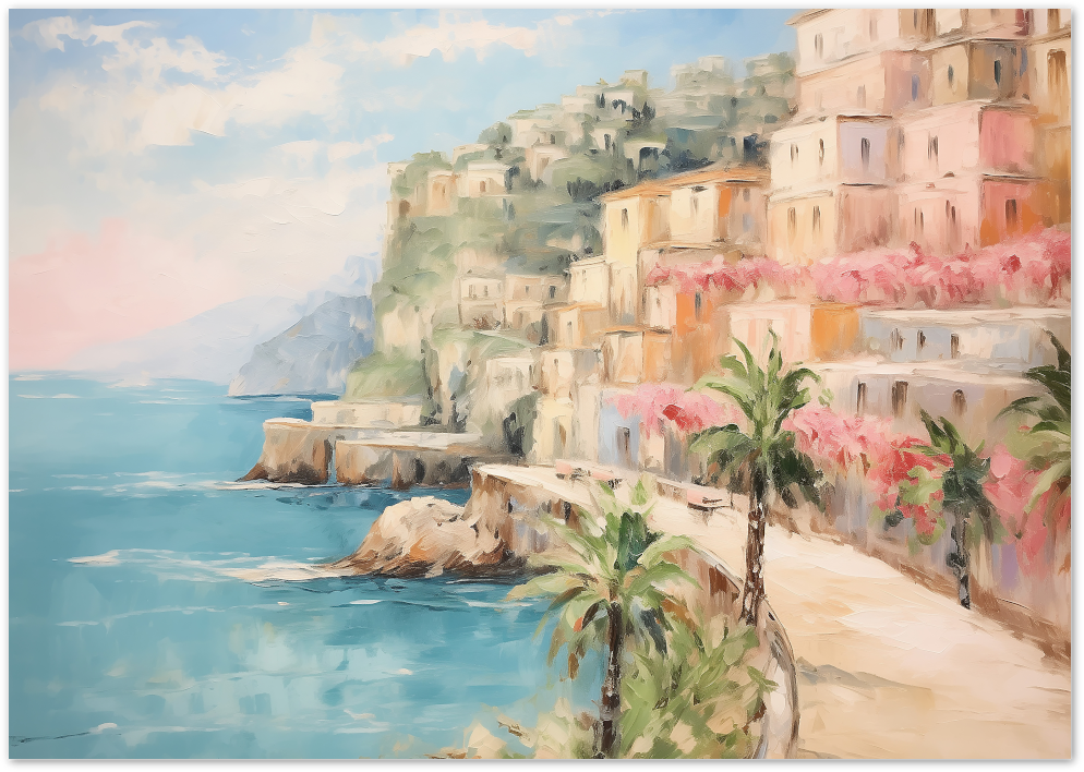 Posterux© | Amalfi Coast Dreams Poster – Italian Seaside Painting poster – premium wall art
