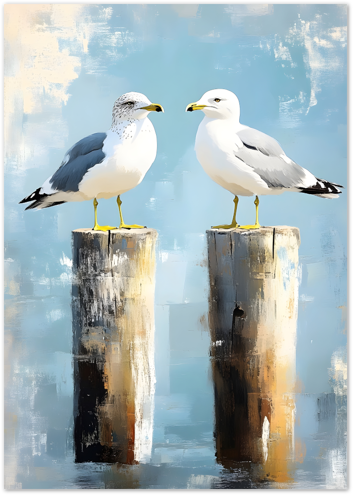 Posterux© | Seagull Companions Poster – Coastal Minimalism poster – premium wall art