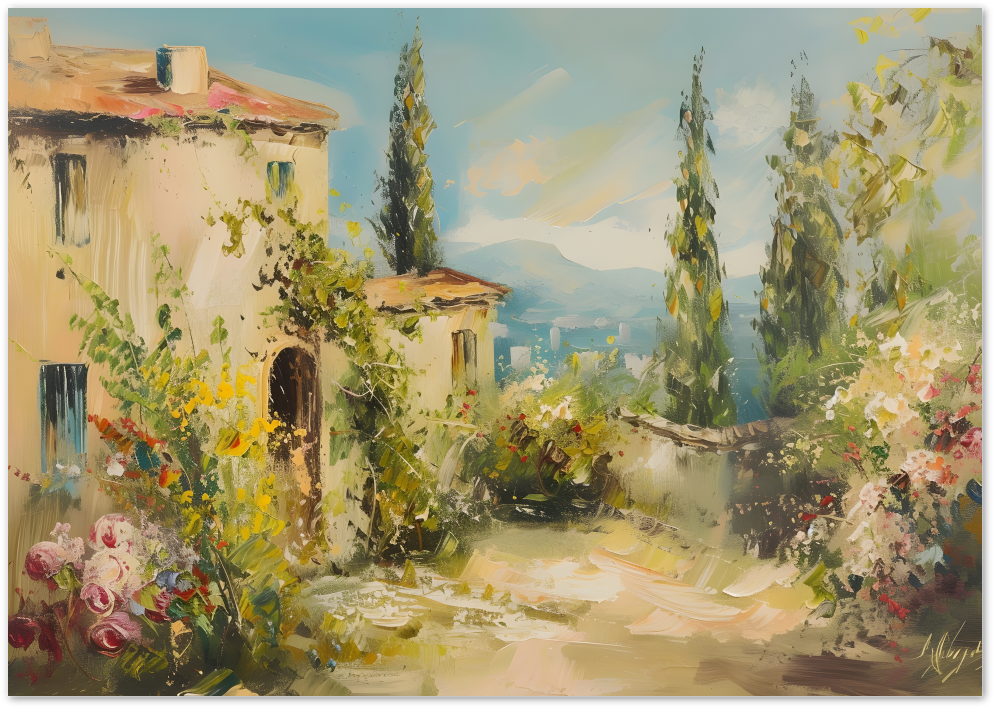 Posterux© | Tuscan Garden Path Poster – Rustic Floral Escape poster – premium wall art