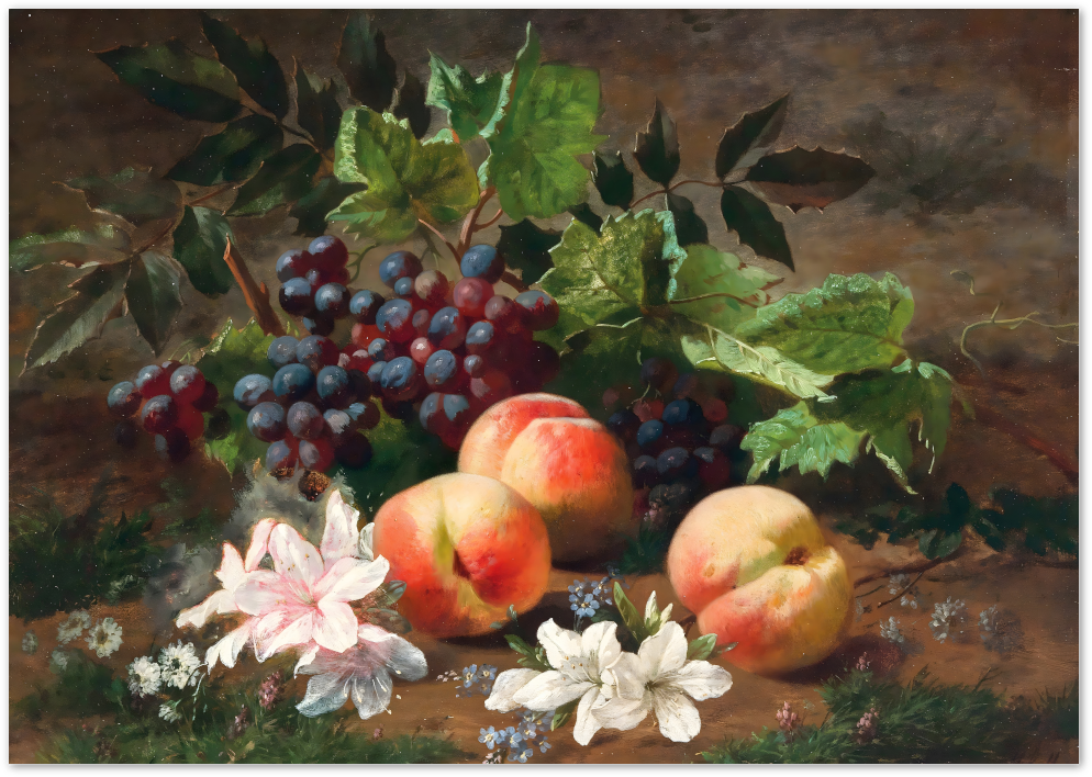 Posterux© | Peaches and Grapes Still Life Poster – Vintage Fruit Painting poster – premium wall art