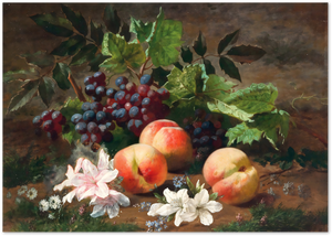Posterux© | Peaches and Grapes Still Life Poster – Vintage Fruit Painting poster – premium wall art
