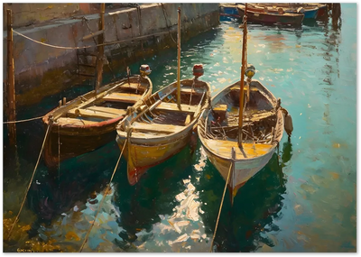 Posterux© | Boats in the Sun Poster – Mediterranean Seaside Art poster – premium wall art