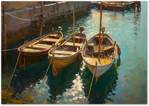 Posterux© | Boats in the Sun Poster – Mediterranean Seaside Art poster – premium wall art