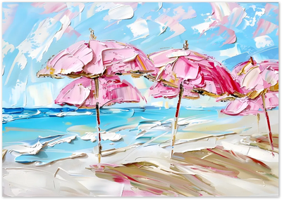 Posterux© | Pink Beach Parasols Poster – Vibrant Summer Vibes poster – premium wall art