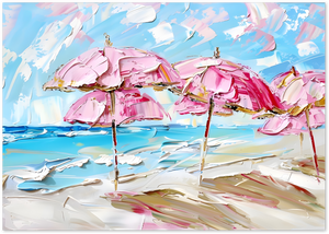 Posterux© | Pink Beach Parasols Poster – Vibrant Summer Vibes poster – premium wall art