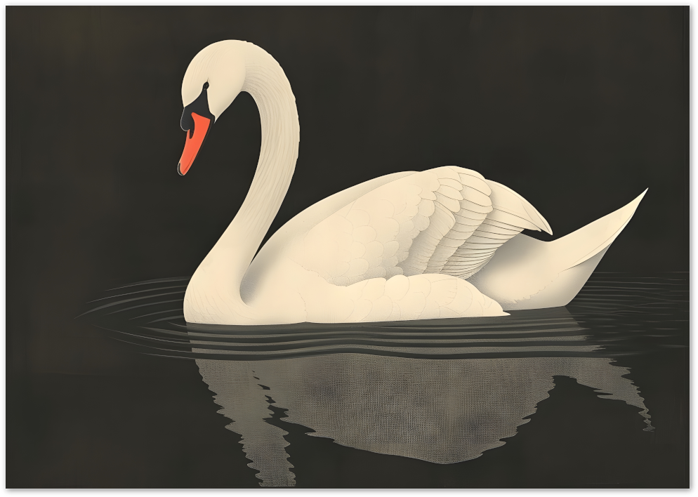 Posterux© | Elegant White Swan Poster – Minimalist Bird Art poster – premium wall art
