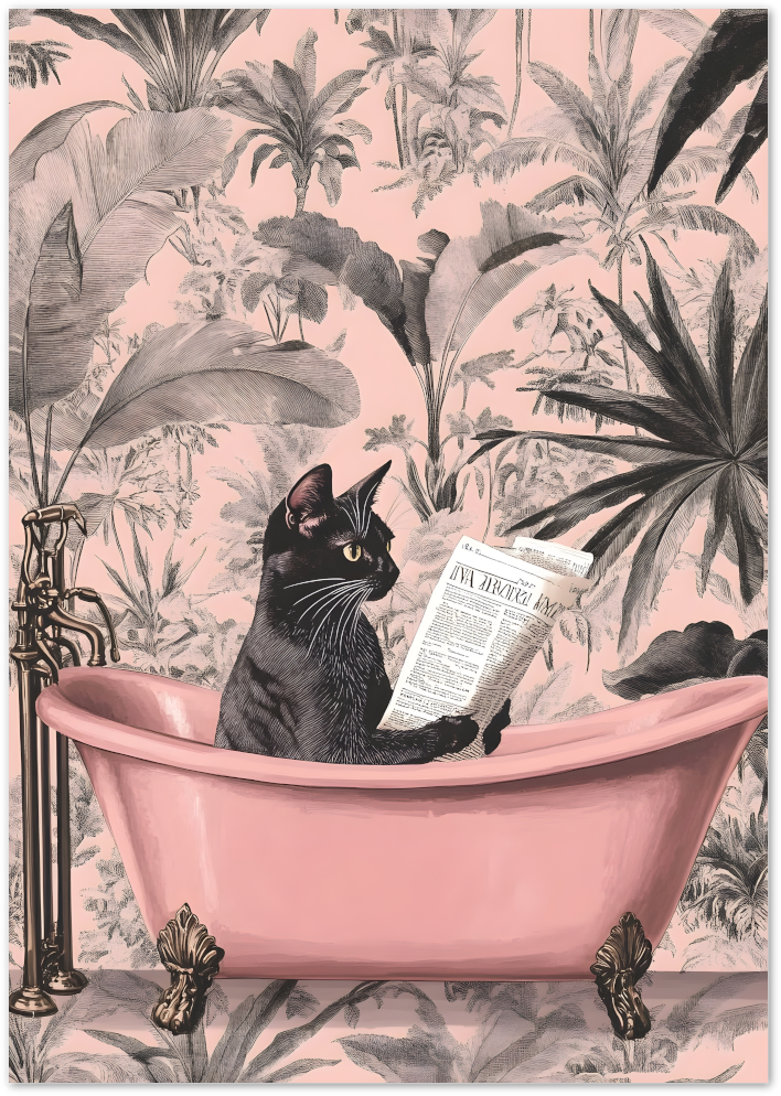 Posterux© | Cat in Bathtub Poster – Whimsical Bathroom Chic poster – premium wall art