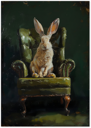 Posterux© | Hare on a Velvet Chair Poster – Regal Animal Portrait poster – premium wall art