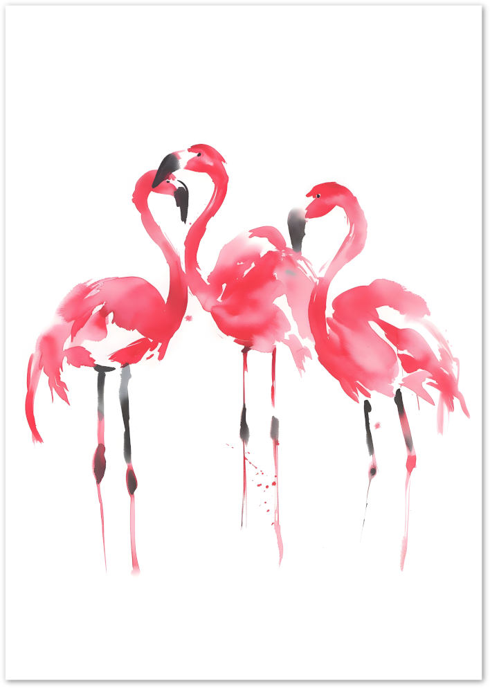 Posterux© | Flamingo Trio Poster – Watercolor Minimalist Birds poster – premium wall art
