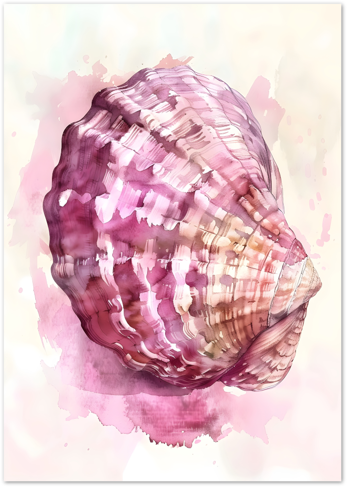 Posterux© | Pink Seashell Poster – Coastal Watercolor Art poster – premium wall art