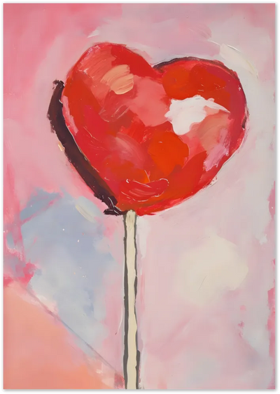 Posterux© | Heart Lollipop Poster – Abstract Pop Art in Pink & Red poster – premium wall art