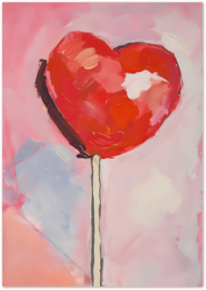 Posterux© | Heart Lollipop Poster – Abstract Pop Art in Pink & Red poster – premium wall art