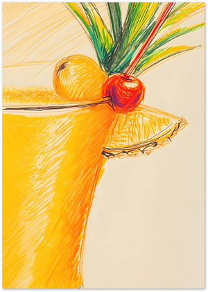 Posterux© | Tropical Cocktail Sketch Poster – Retro Bar Illustration poster – premium wall art