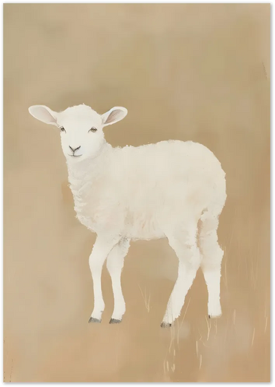 Posterux© | White Lamb Poster – Minimal Animal Illustration poster – premium wall art