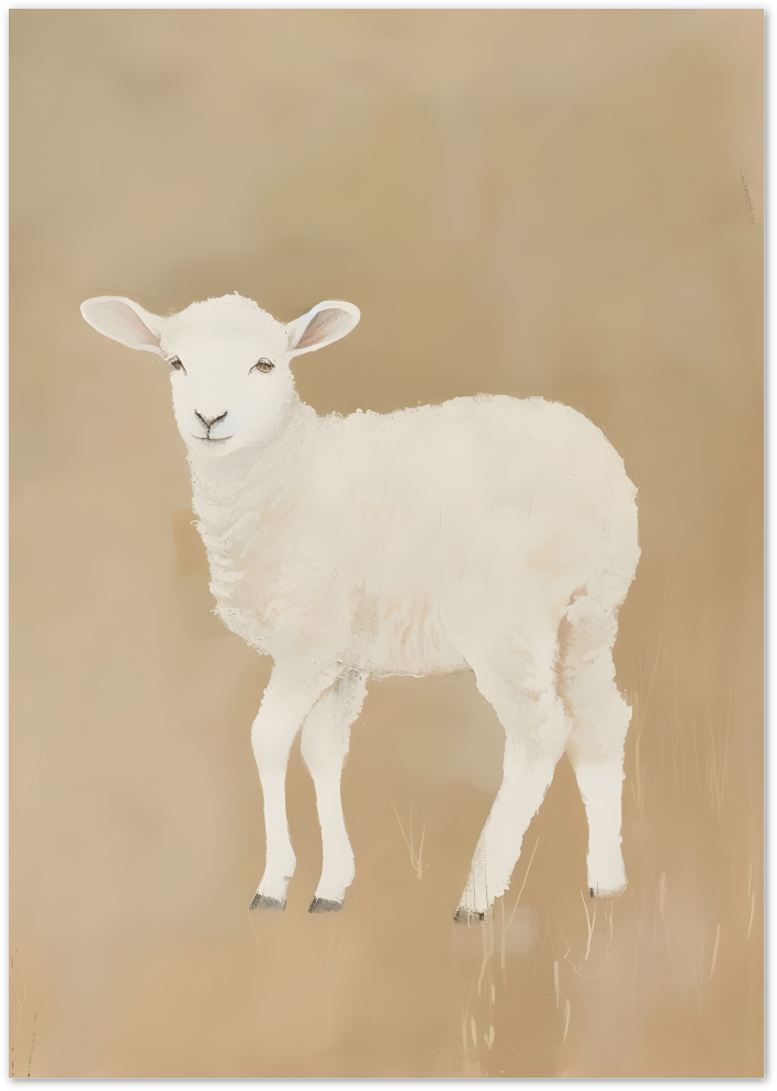 Posterux© | White Lamb Poster – Minimal Animal Illustration poster – premium wall art