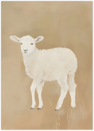 Posterux© | White Lamb Poster – Minimal Animal Illustration poster – premium wall art