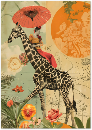 Posterux© | Giraffe Ride Poster – Surreal Jungle Fantasy poster – premium wall art