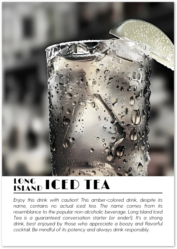 Posterux© | Long Island Iced Tea Poster – Glamorous Cocktail Photography poster – premium wall art