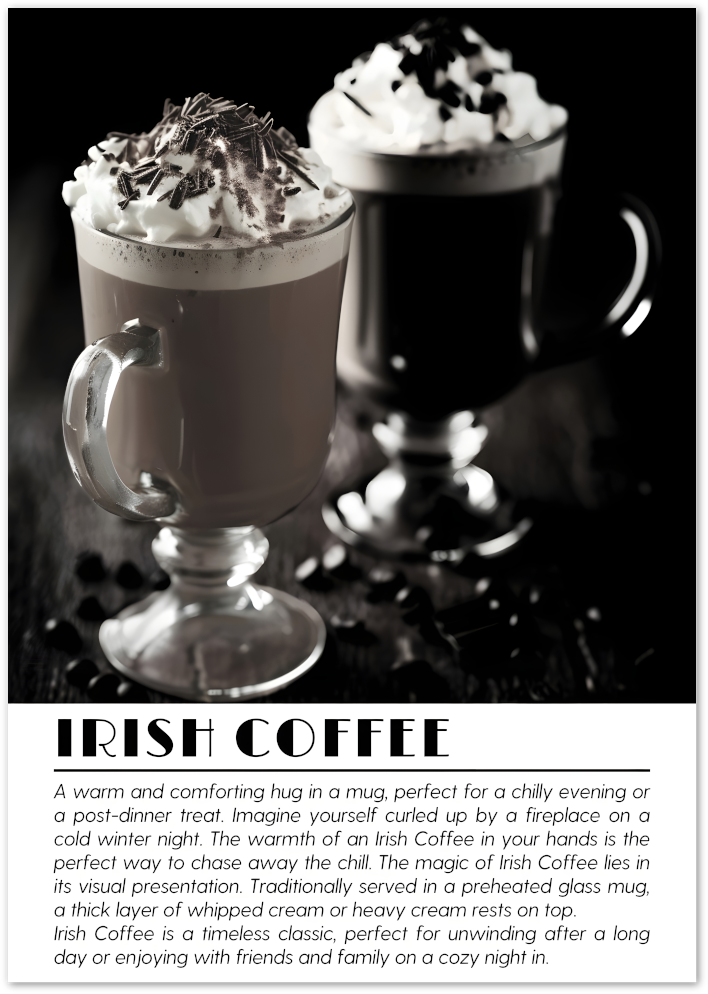 Posterux© | Irish Coffee Poster – Cozy Winter Drink Print poster – premium wall art