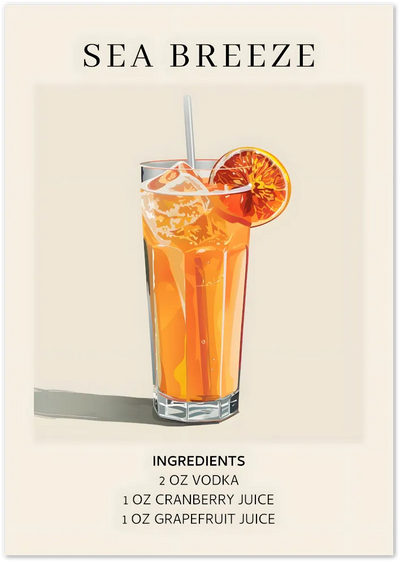 Posterux© | Sea Breeze Poster – Vintage Cocktail Art poster – premium wall art