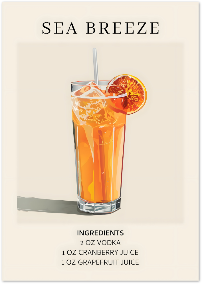 Posterux© | Sea Breeze Poster – Vintage Cocktail Art poster – premium wall art