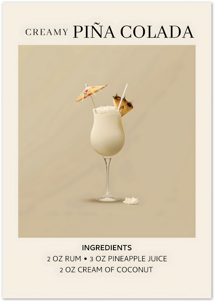 Posterux© | Piña Colada Poster – Creamy Tropical Art poster – premium wall art