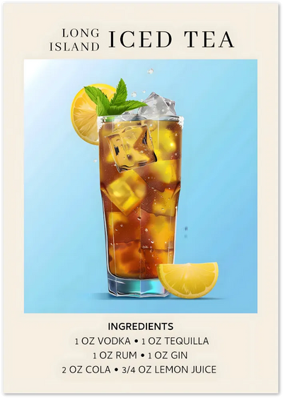 Posterux© | Long Island Iced Tea Recipe Poster – Bold Cocktail Art poster – premium wall art