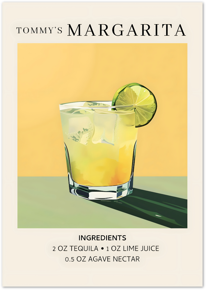 Posterux© | Tommy's Margarita Recipe Poster – Modern Citrus Illustration poster – premium wall art