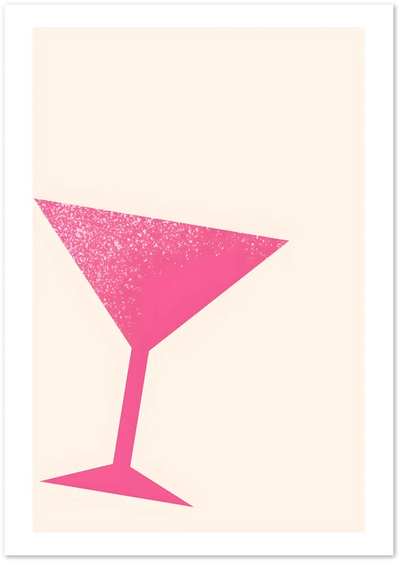 Posterux© | Pink Martini Glass Poster – Minimal Cocktail Illustration poster – premium wall art
