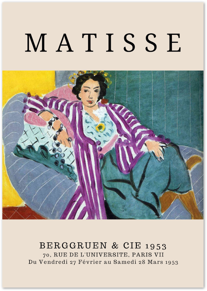 Posterux© | Woman in Purple Stripes Poster – Matisse Exhibition Style poster – premium wall art