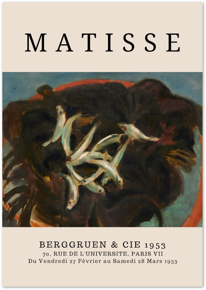 Posterux© | Red Coral & Fish Poster – Matisse Expressionist Still Life poster – premium wall art