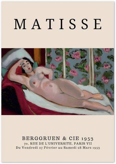 Posterux© | Matisse Reclining Nude Poster – French Art Exhibition Style poster – premium wall art