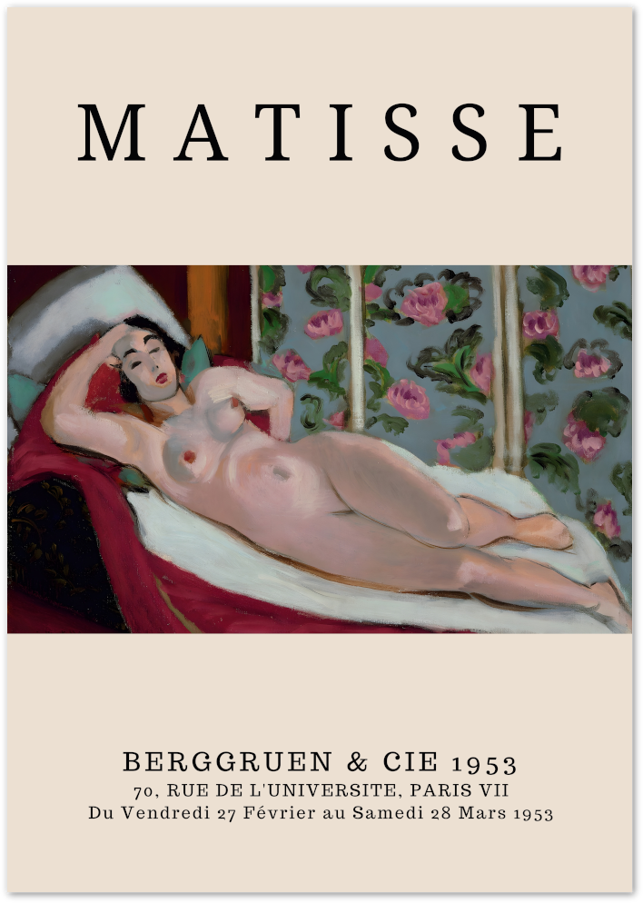 Posterux© | Matisse Reclining Nude Poster – French Art Exhibition Style poster – premium wall art