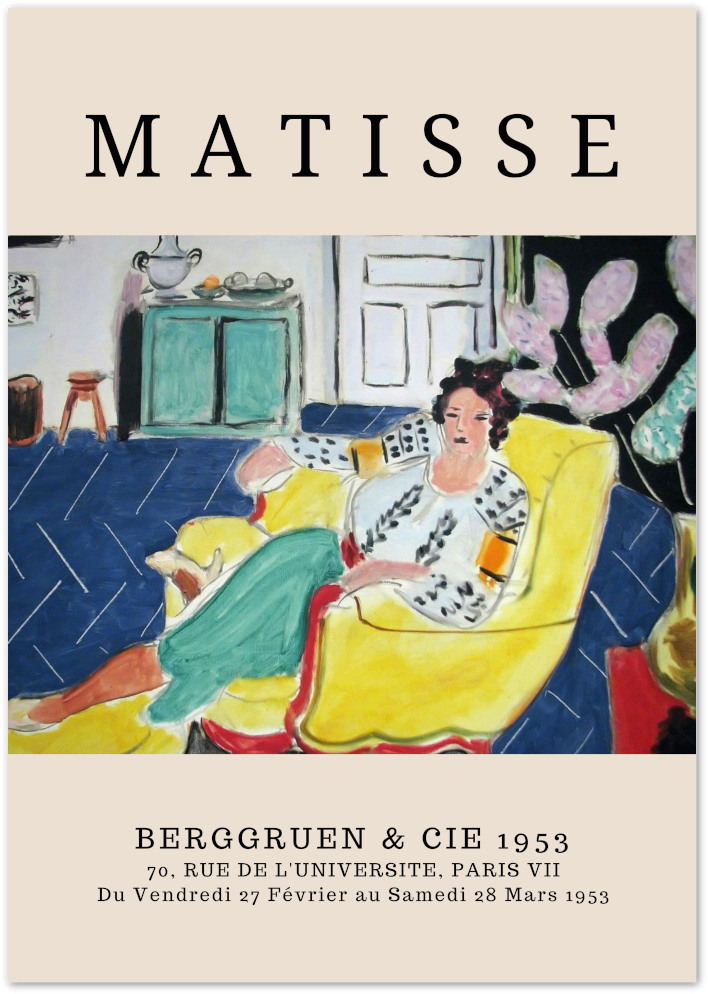 Posterux© | Matisse Woman in Yellow Chair Poster – Berggruen Exhibition 1953 poster – premium wall art