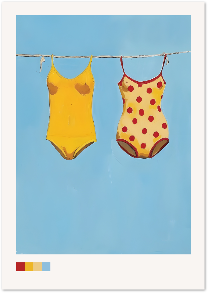 Posterux© | Swimsuits on a Line Poster – Retro Summer Style poster – premium wall art