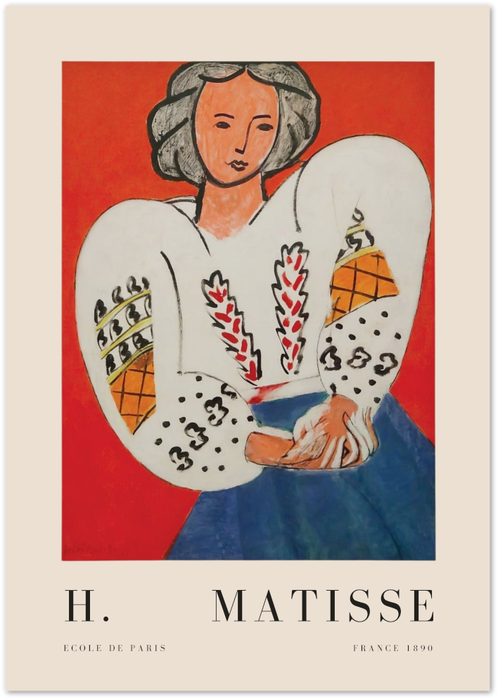 Posterux© | Woman in Romanian Blouse Poster – Matisse Fauvist Style poster – premium wall art
