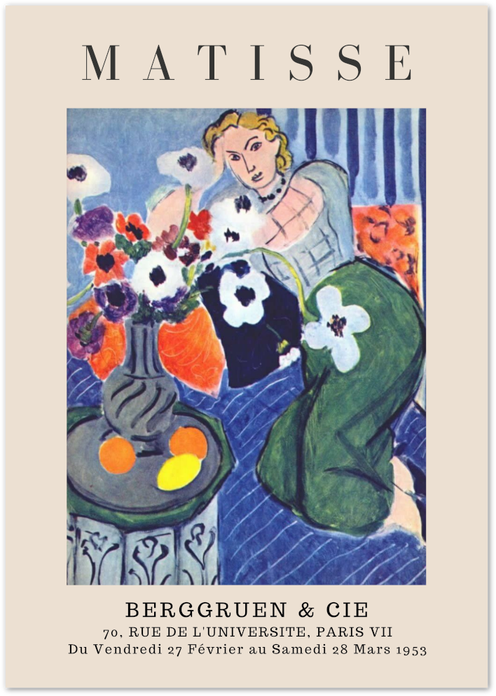 Posterux© | Woman with Poppies Poster – Matisse Floral Composition poster – premium wall art