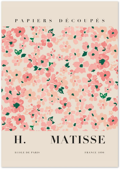 Posterux© | Pink Floral Papiers Découpés Poster – Matisse Cut-Out Style poster – premium wall art