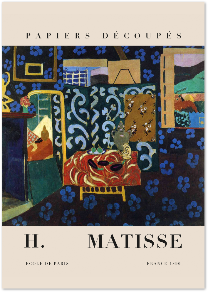 Posterux© | Matisse Interior with Blue – Papiers Découpés Poster poster – premium wall art