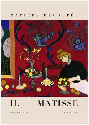 Posterux© | Red Room with Woman Poster – Matisse Dining Room Scene poster – premium wall art