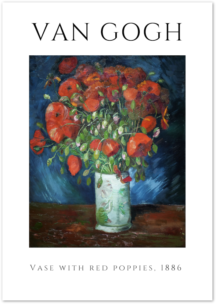 Posterux© | Vase with Red Poppies Poster – Van Gogh Floral Artwork poster – premium wall art