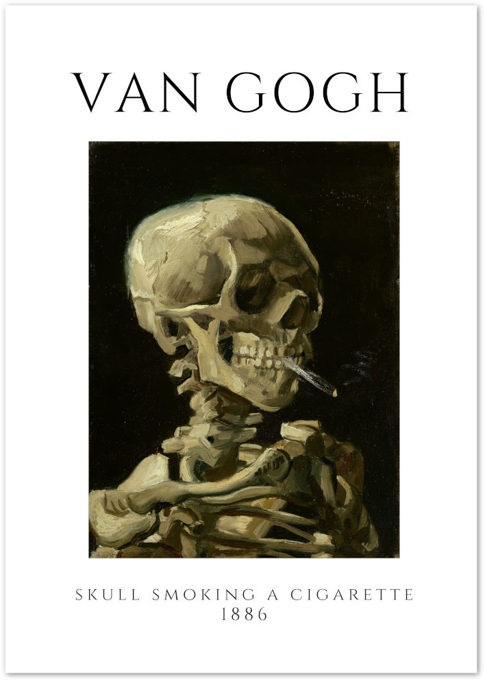 Posterux© | Skull with Cigarette – Van Gogh Dark Humor Poster poster – premium wall art