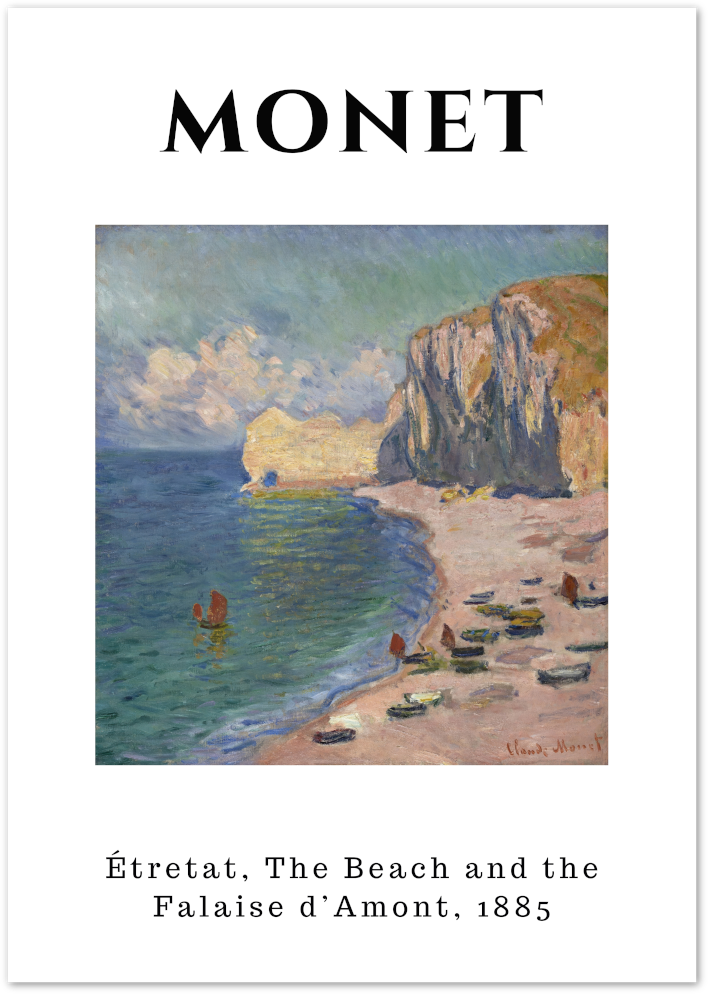 Posterux© | Étretat, The Beach and the Falaise d’Amont – Monet Coastal Poster poster – premium wall art