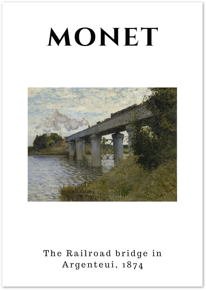 Posterux© | The Railroad Bridge in Argenteuil Poster – Monet Industrial Impressionism poster – premium wall art