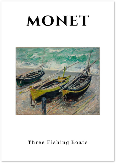 Posterux© | Three Fishing Boats Poster – Monet Seaside Art poster – premium wall art