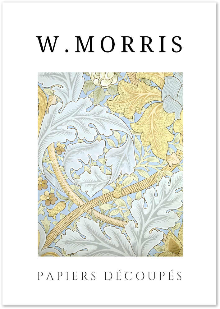 Posterux© | Silver & Sky Vines Poster – William Morris Style poster – premium wall art